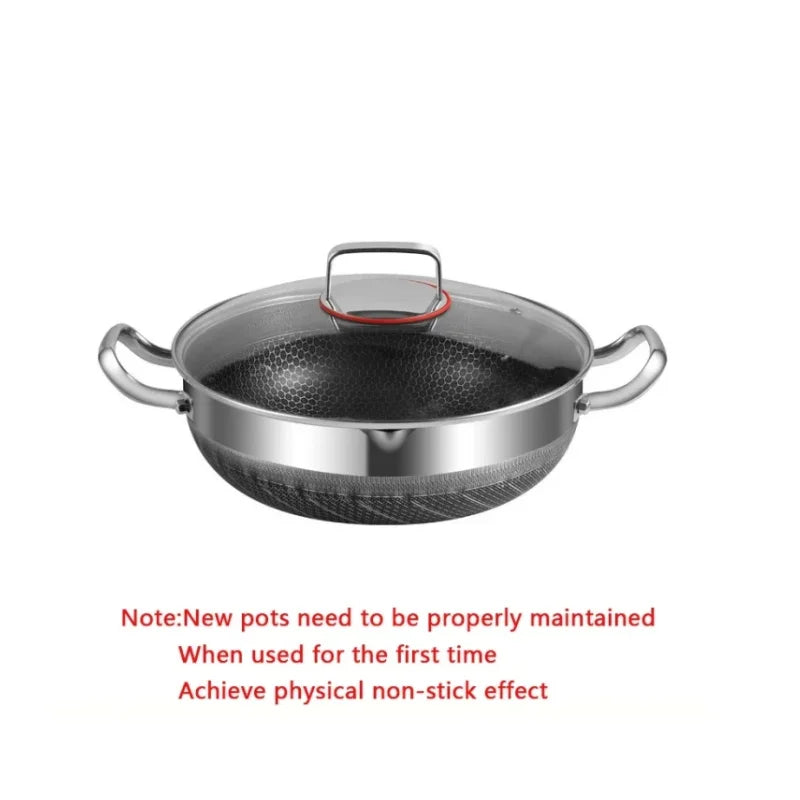 316 Stock Pot Pan Stainless Steel Frying Pan Food Grade Non Stick Pan Honeycomb Pot Bottom Induction Cooker Gas Stove General