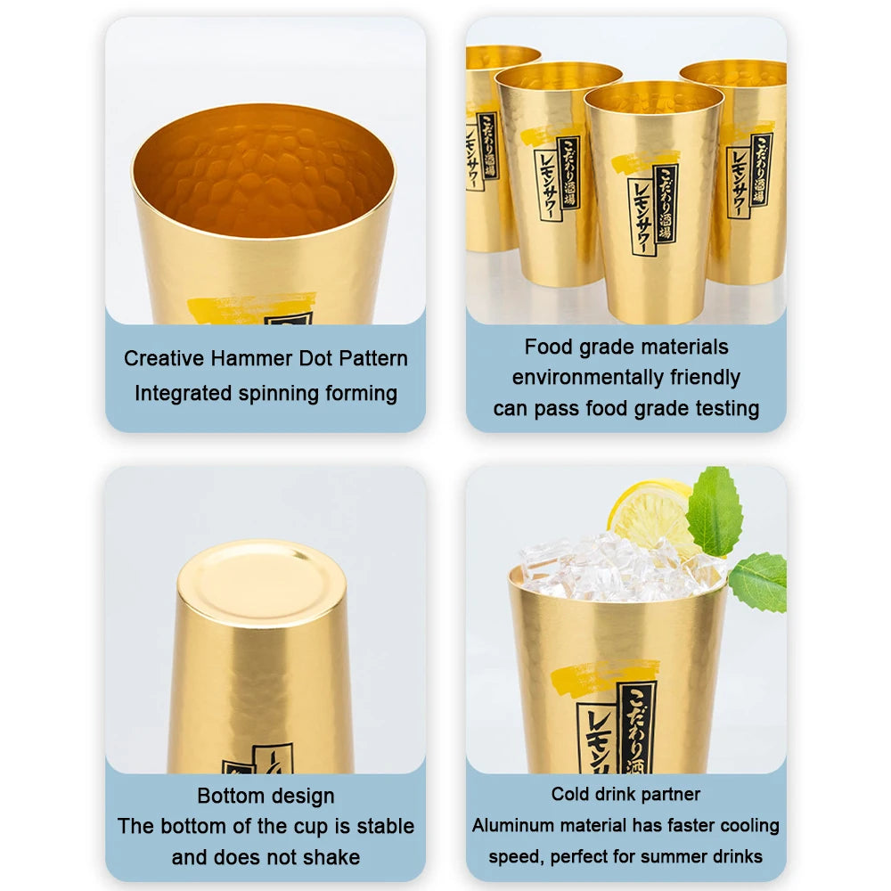 Japanese Tavern Bar Beer Cup Aluminum Mugs Anti-fall Aluminum Cups Metal Cola Cold Drink Cold Drink Water Juice Cup Water Mugs