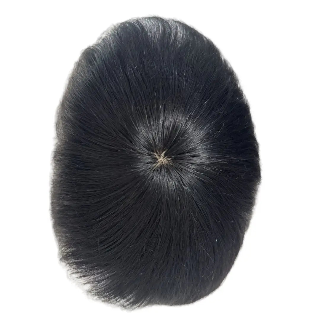 Short Real Human Hair Toupee with 4 Clips for Men's Baldness Prosthetic Wig Male Hair Replacement System Piece