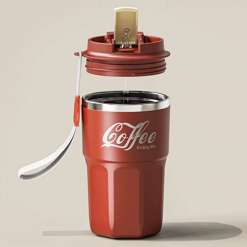 400/480ml 304 Stainless Steel Thermal Bottle Tumbler Portable Double-layer Insulated Coffee Mug Cold And Hot Water Cup With Lid