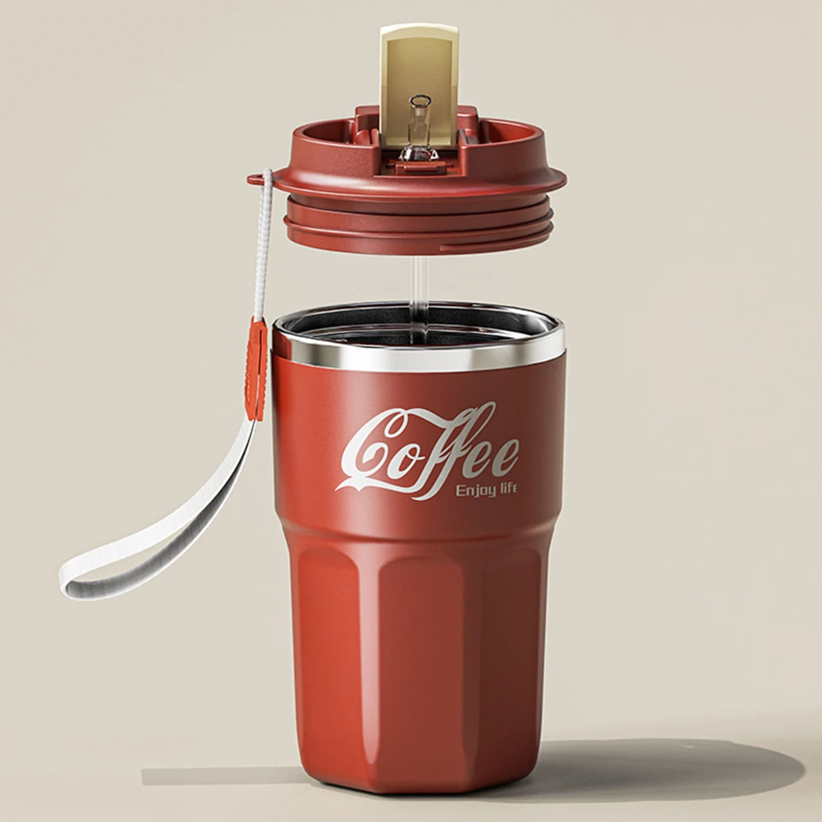 400/480ml 304 Stainless Steel Thermal Bottle Tumbler Portable Double-layer Insulated Coffee Mug Cold And Hot Water Cup With Lid