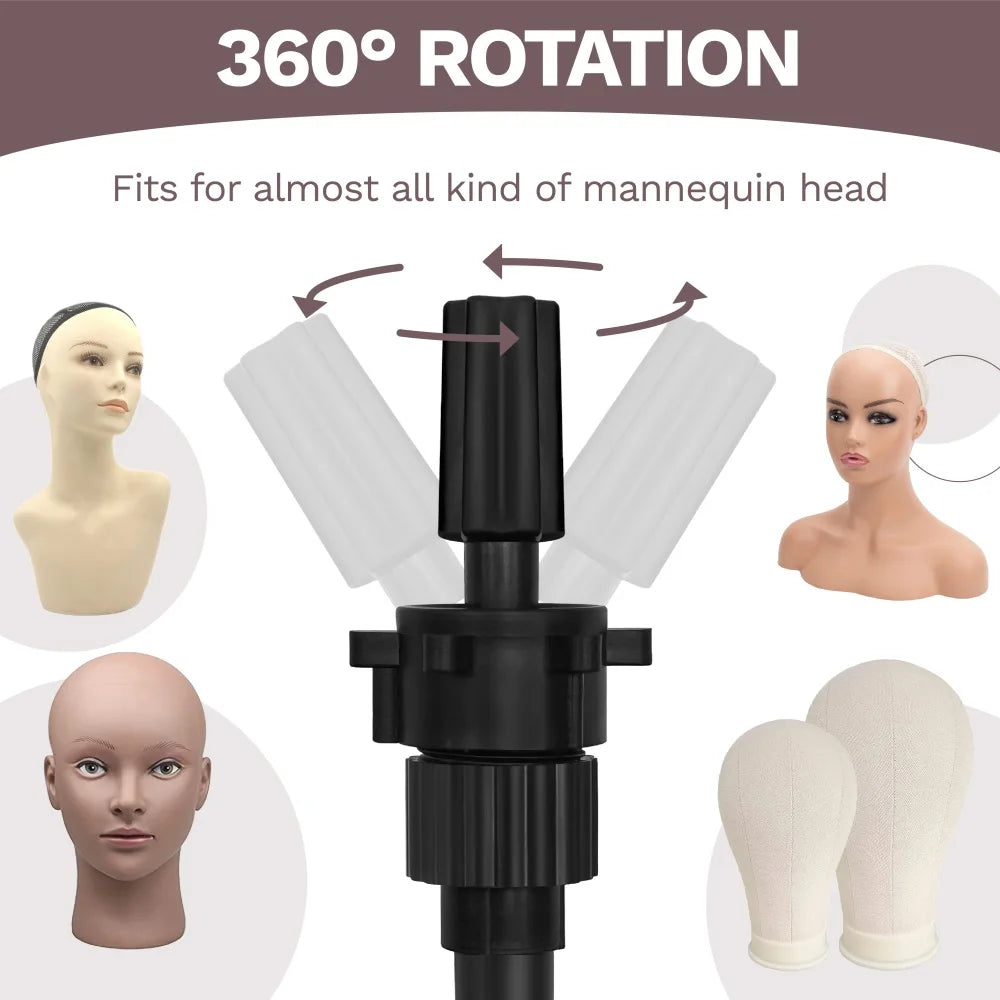50" Adjustable Wig Stand Tripod With Tray With Multifunction Hair Extension Holder Hair Extension Tray With Wig Stand Wig Tripod
