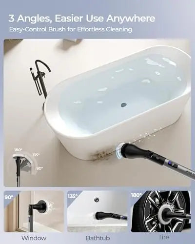 MayKing Electric Spin Scrubber – 9 Brush Heads, 3-Speed, Adjustable & Cordless for Bath, Tile, Floor Cleaning