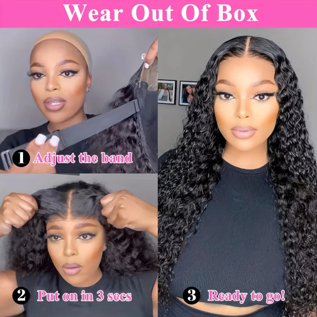 200% Density 40 Inch Glueless Put On And Go 5x5 Lace Closure Deep Wave 13x4  13x6 No Glue Needed Ready To Go Human Hair Wig