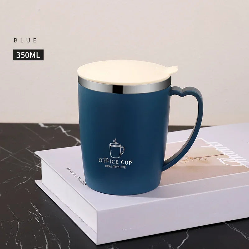 350ml 304 Stainless Steel Mugs Portable Thermal Water Bottle Thermos Mug Coffee Cup with Handle Leak-Proof Insulated Water Cups