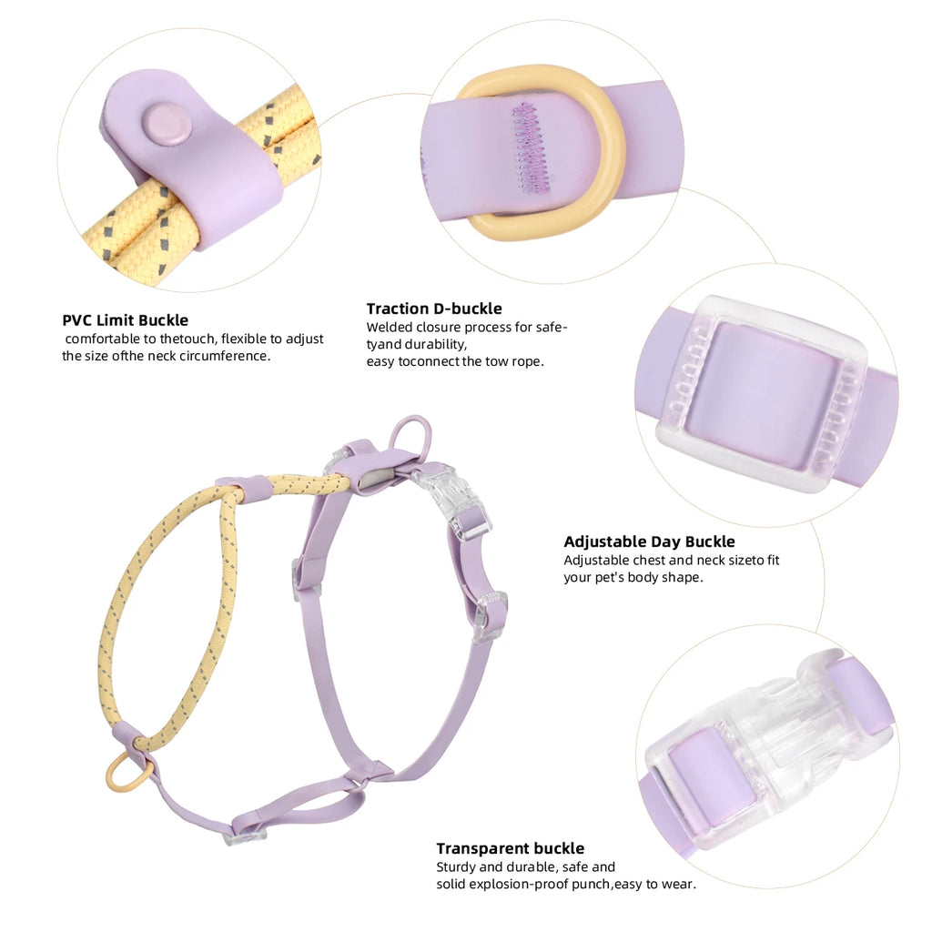 Kawaii Summer cooling Pet Harness Leash Set For medium Large dogs No Pull Nylon Adjustable Dog Harness Suit French Bulldog Pug