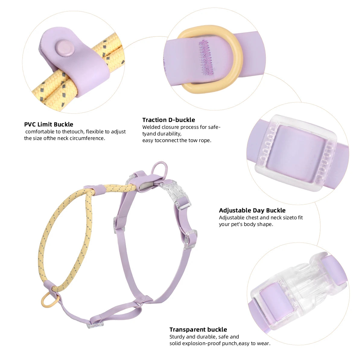 Kawaii Summer cooling Pet Harness Leash Set For medium Large dogs No Pull Nylon Adjustable Dog Harness Suit French Bulldog Pug