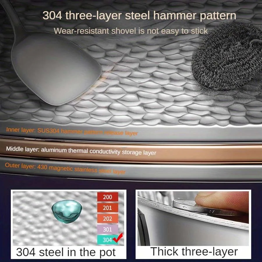 Pure Titanium Round Bottom Wok Uncoated Non-stick Pan Can Be Used in Concave Induction Cooker, Household Stir-frying