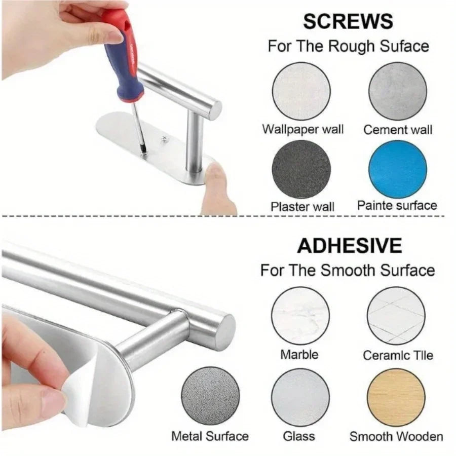 Wall Mounted Kitchen Racks Storage Stainless Steel Paper Towel Holder Self-Adhesive Tissue Roll Hanger  Bathroom Under Cabinet