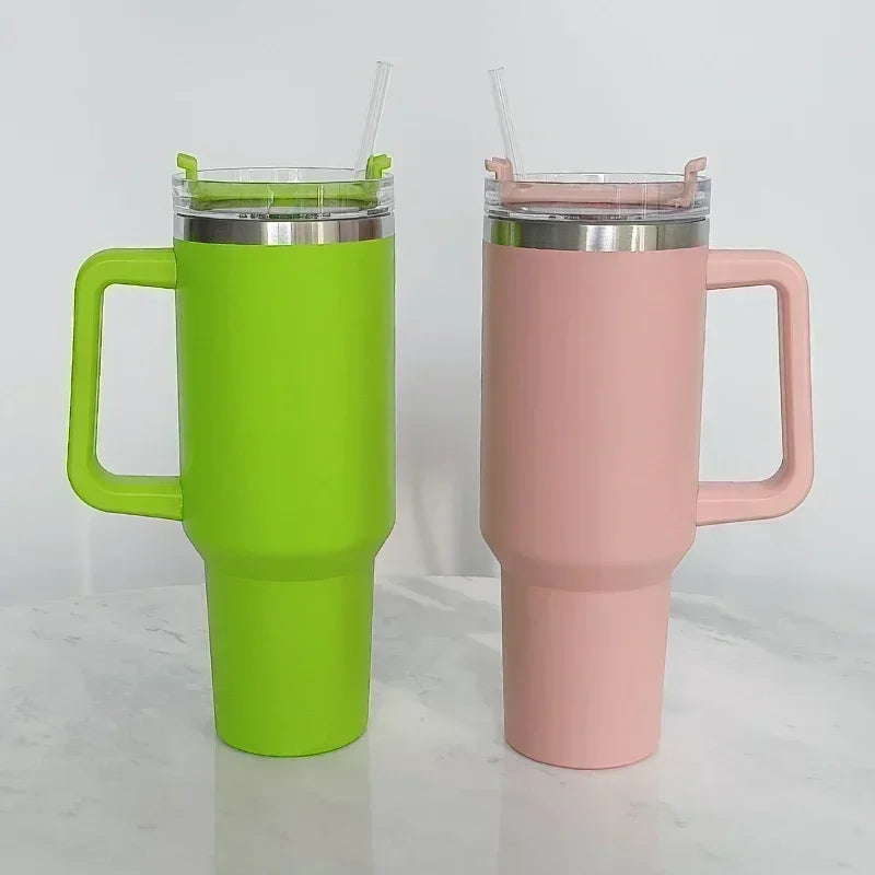 40oz Mug Tumbler With Handle Insulated Stainless Steel Coffee Tumbler With Lids Straw Tumbler Termoses for Travel Vacuum Flasks