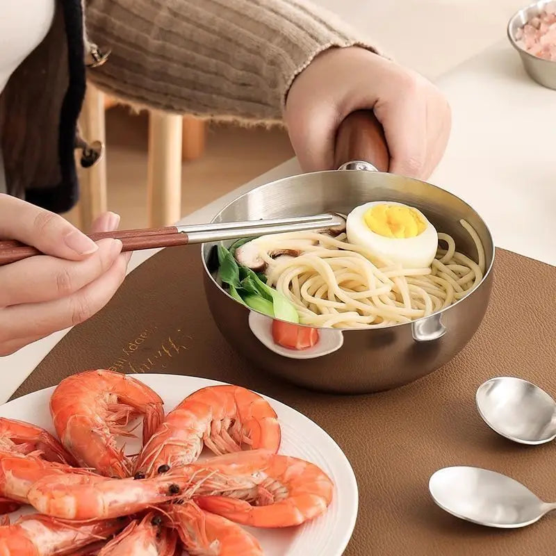 Stainless Steel Saucepan with Wood Handle, 14cm Mini Pot for Camping Dorm Kitchen, Portable Cookware