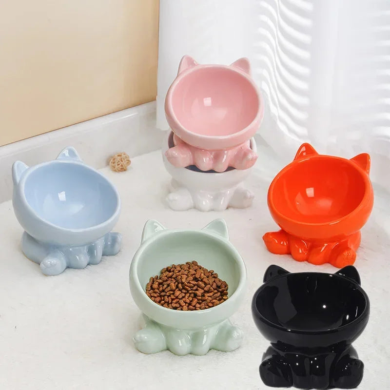 Ceramic Pet Food Bowl Tilt High Bottom Neck Protector Bowl Antichoking Dog and Cat Water Bowl Antidumping Dog Feeding Supplies