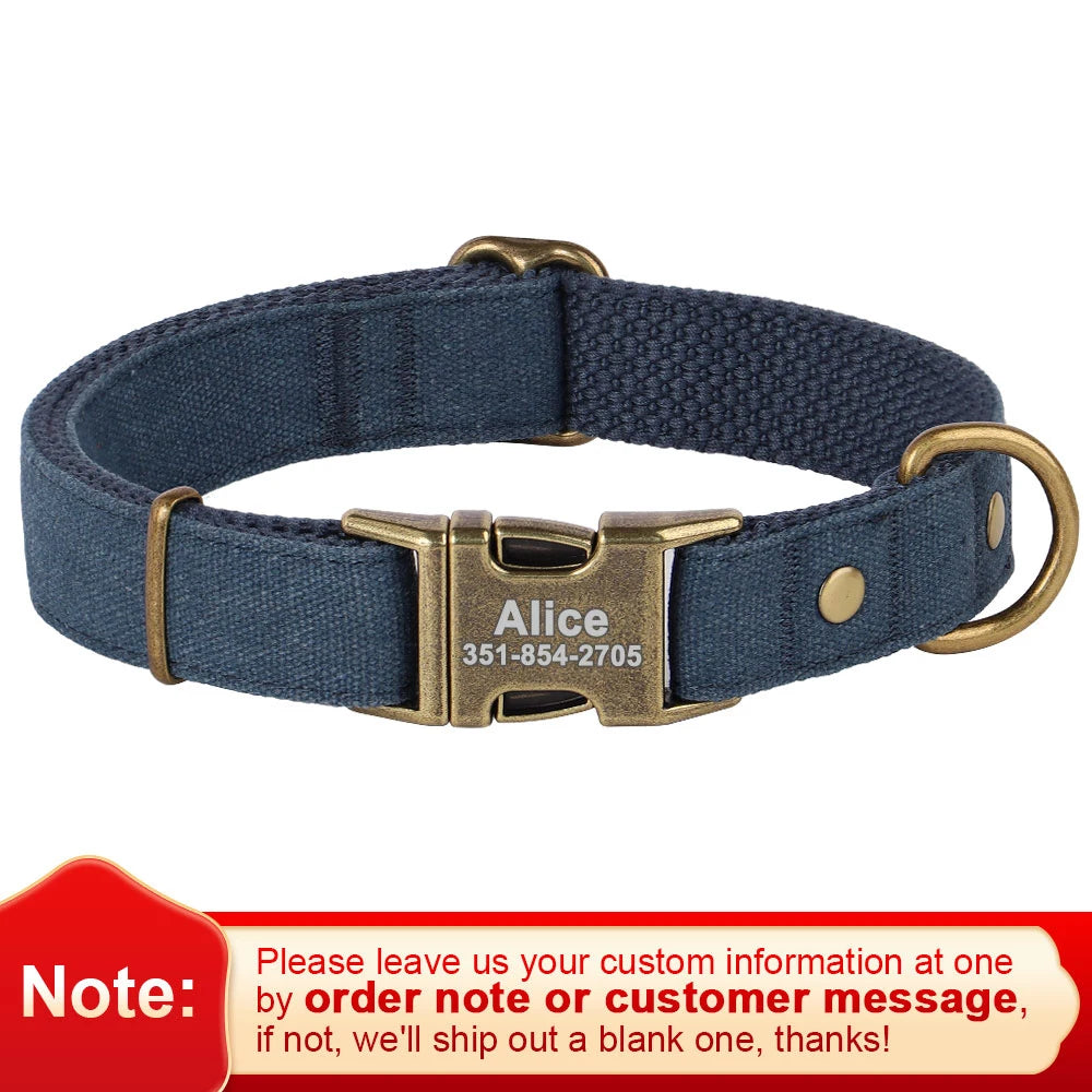 Personalized Dog Puppy ID Tag Nameplate Collar Durable Nylon Pet Dog Buckle Collars Free Engraving Name For Pit Bull Bulldog Pug