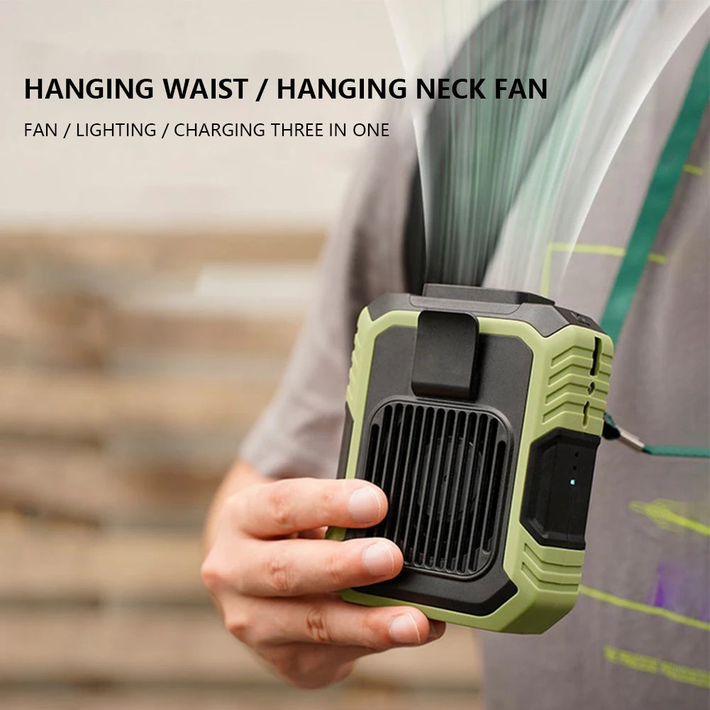 Portable Mini Waist Fan 3 Speed 4000mAh Wearable Personal Fan Emergency Mobile Power Belt Fan for Jobsite/Farm/Traveling/Fishing