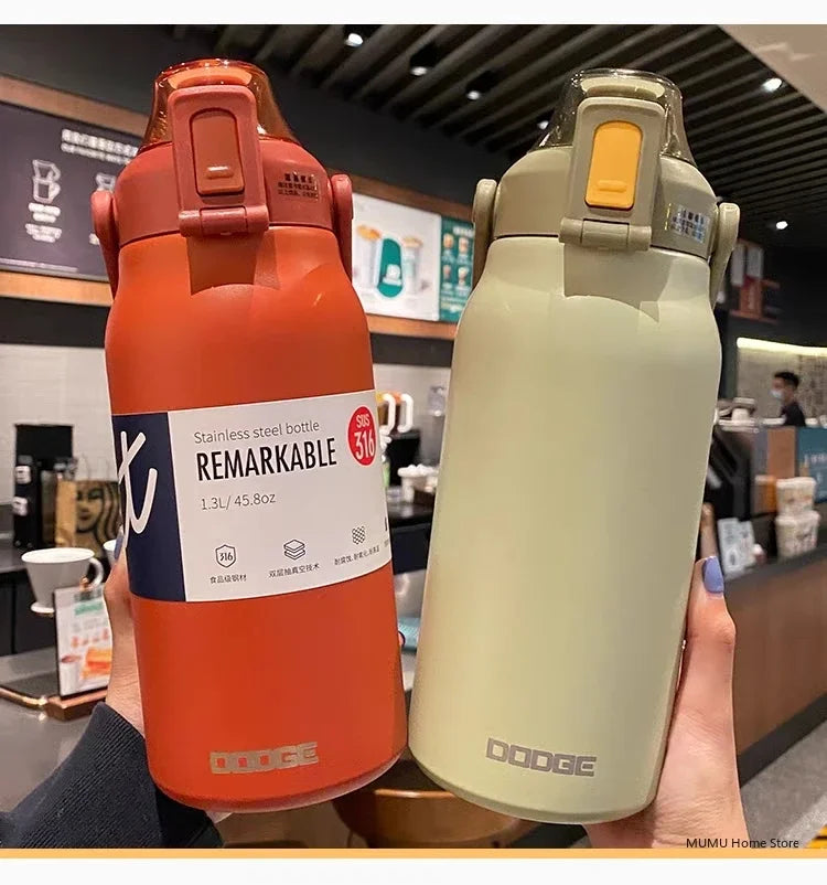 DODGE  1300/1700ML Tumbler Stainless Steel Thermos Bottle Portable Vacuum Flasks Outdoor Sports Water Cup Car Insulated Flask