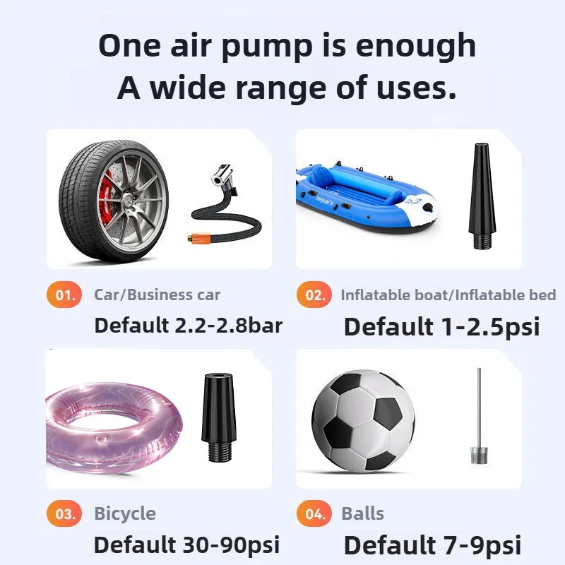 150psi Wireless/Wired Portable Tire Inflator Car Tire Inflator Pump With Digital Display Electric Inflator Mini Bicycle Air Pump