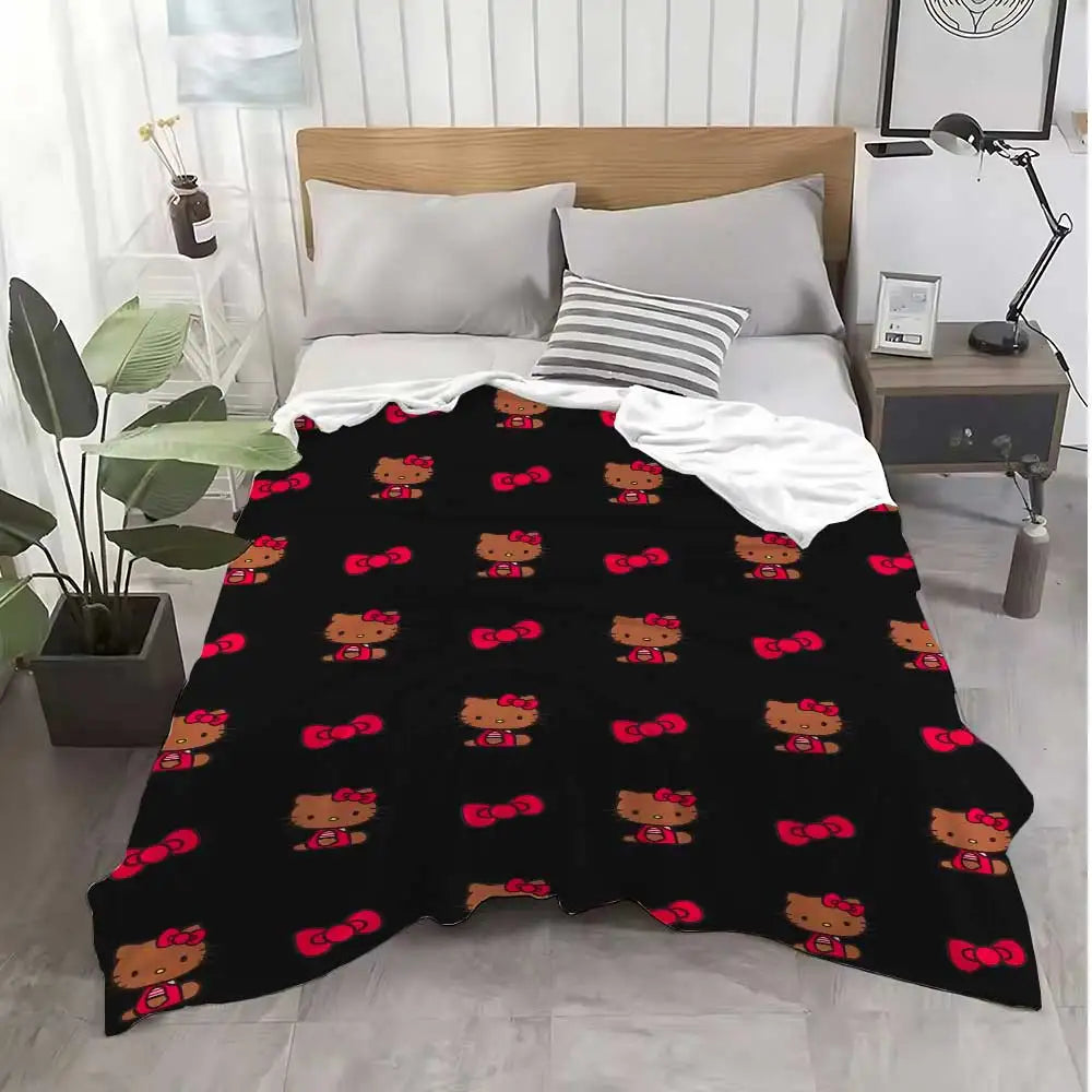 Kawaii Hellos Cat Knee Blanket for Living Room Decorative Bed Blankets Bedroom Decoration Home Bedspread the Sofa Throw Winter