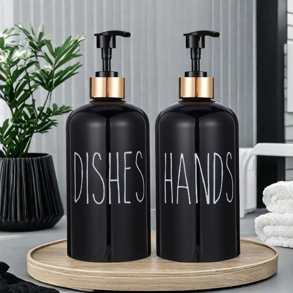 Boston Dish and Hands Soap Dispenser for Kitchen Sink Refillable Detergent Hand Sanitizer Container Farmhouse Home Organizer