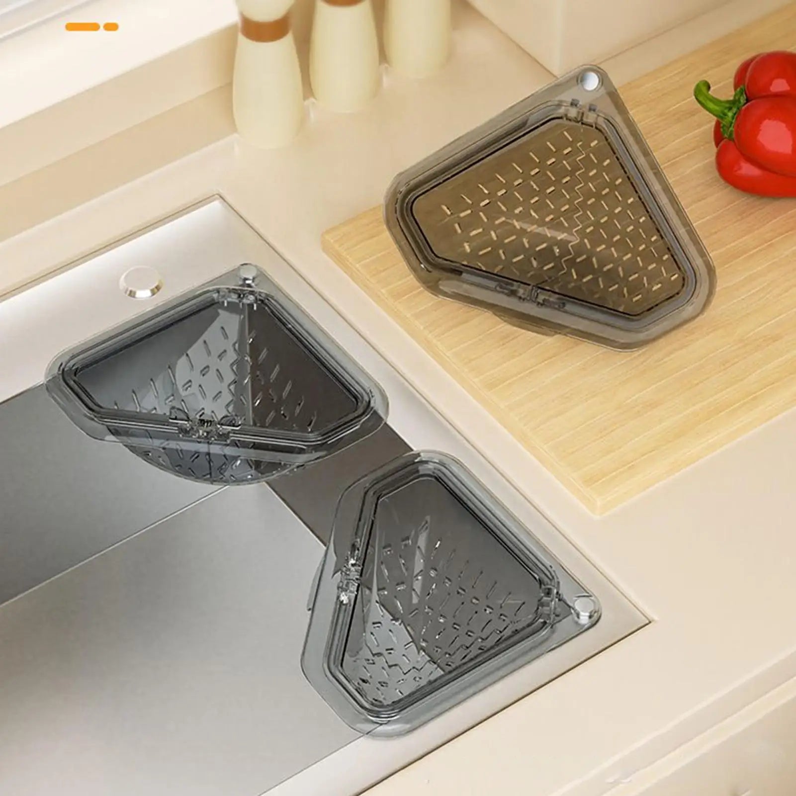1PC Sink Food Catcher Corner Basket Magnetic Suction Drainage Triangle Drying Rack No-Drill Kitchen Cleaning Drain Baskets