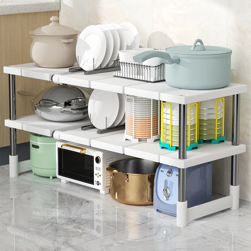 Multi Functional Stretchable Kitchen Storage Organizer Holder Rack for Space Saving Storage Shelves in Cabinet For Bathroom