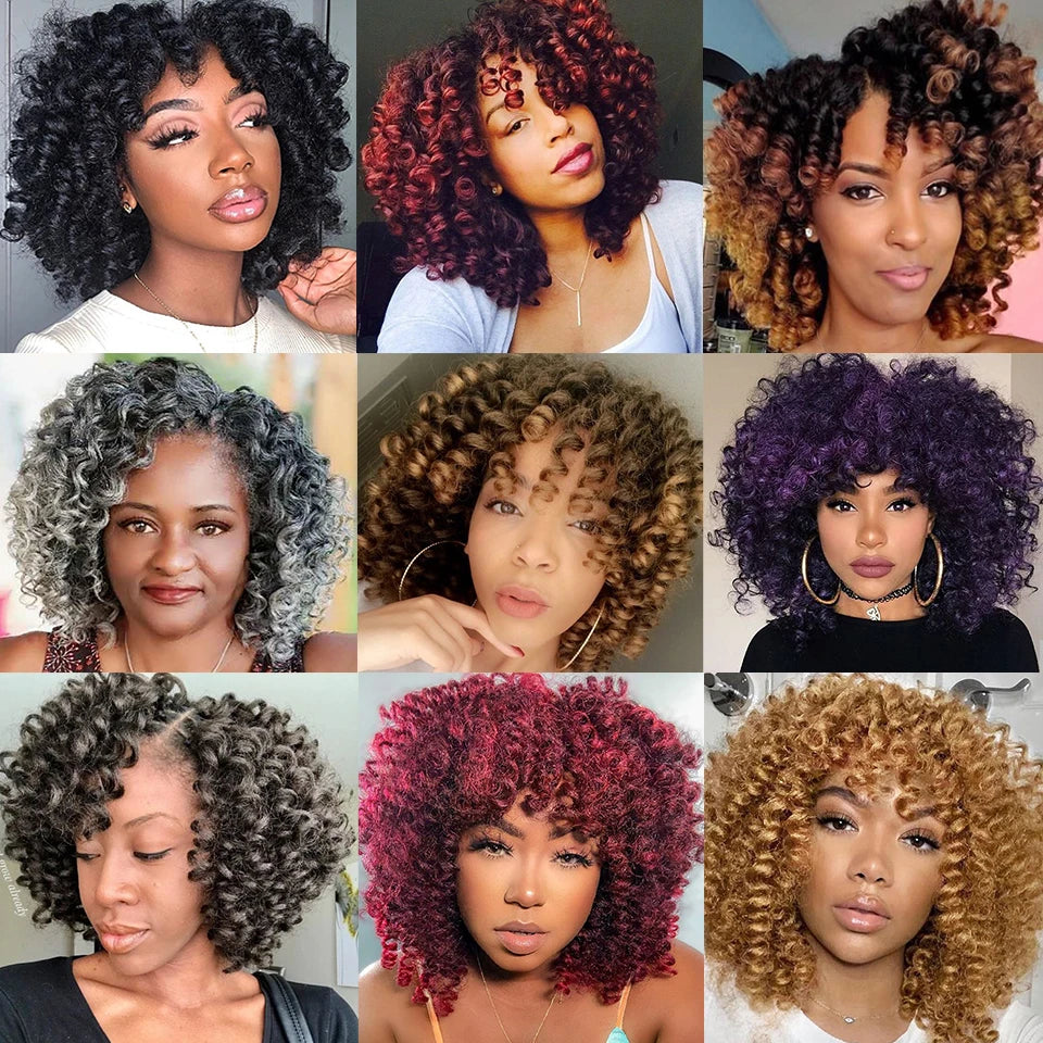 1-4Packs 2X Ringlet Wand Curl Jamaican Bounce 8inch Synthetic Wand Curl Twist Braids Hair Crochet Curly Hair Extensions 20 Roots