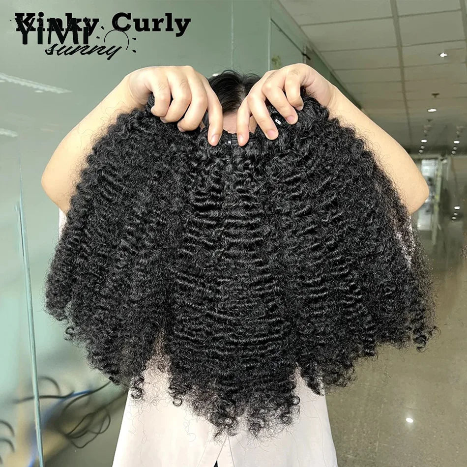 Burmese Kinky Curly Human Hair Weft Remy Mongolia Human Hair Bundles For Women Wholesale 3pcs Curl Extension Full Head Yimisunny