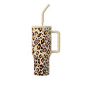 Leopard Print Fashionable Spicy Girl Thermos Cup with Large Capacity and Handle Water Cups Car Portable Thermos Cup Fashion Item
