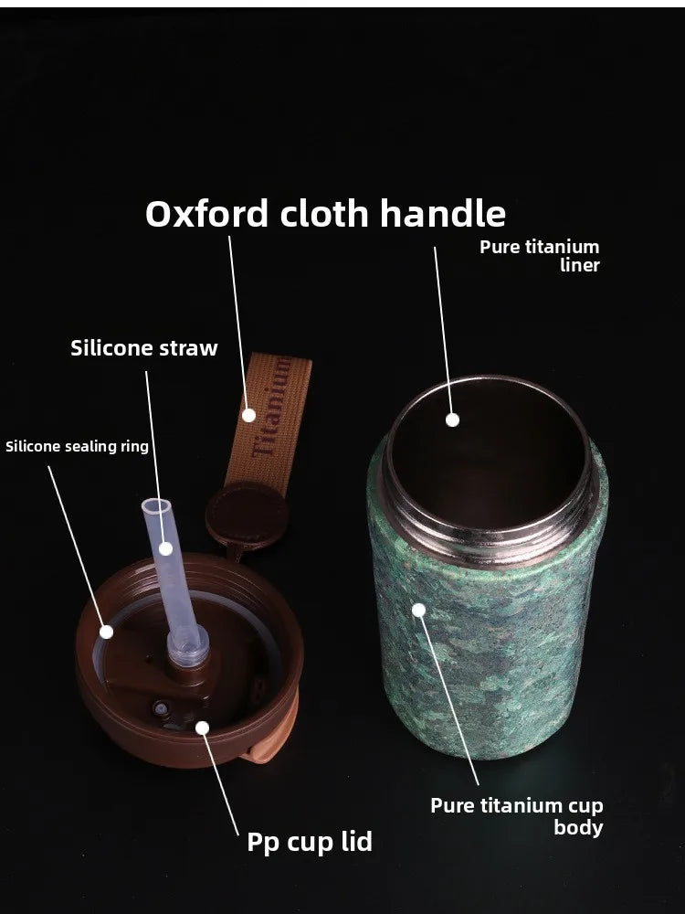 New Pure Titanium Insulated Cup - Portable Coffee Cup - Outdoor Sports and Vehicle Cold-Keeping Cup - Gift Water Bottle