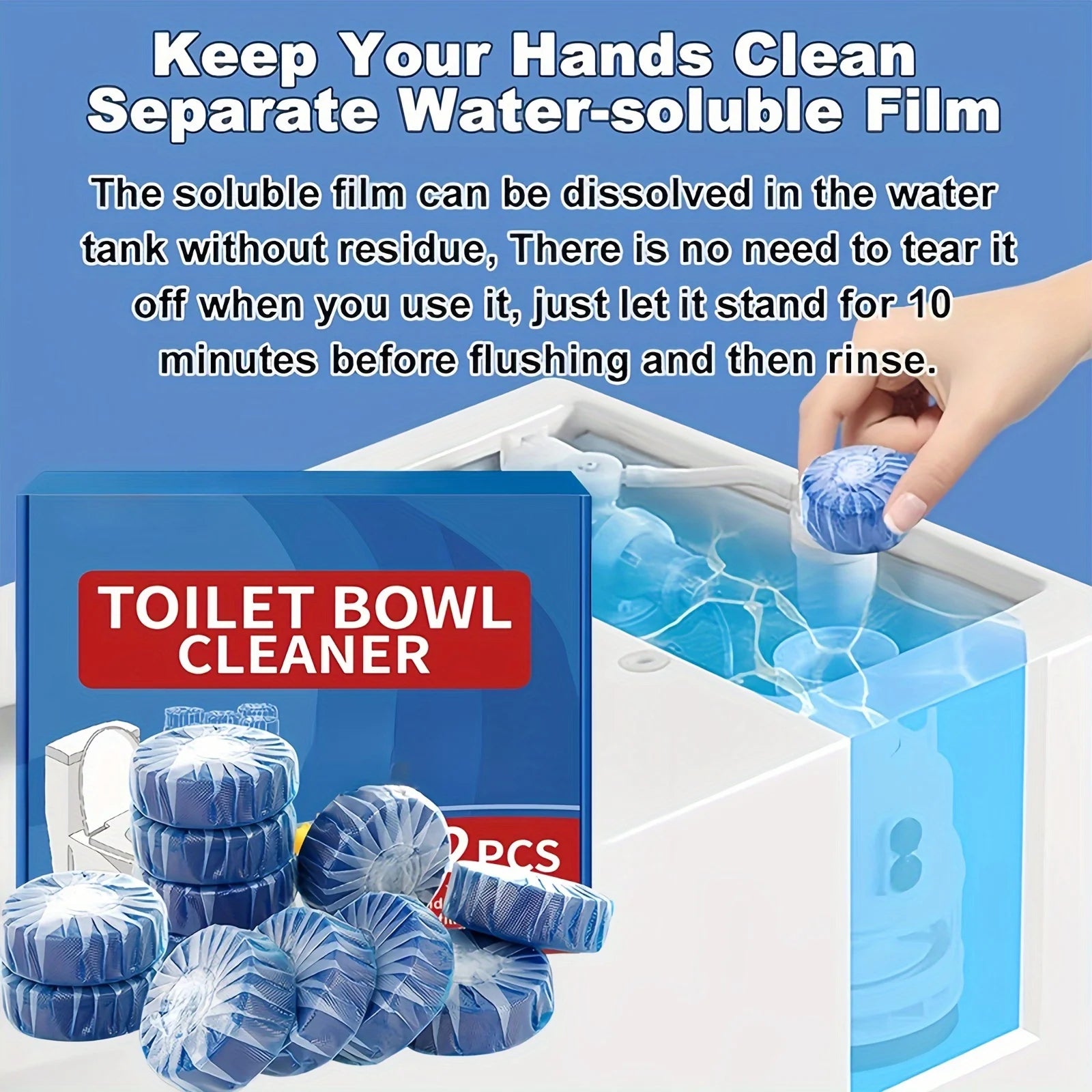 12pcs Toilet Cleaner Blocks - Low Odor Fresh Home Hygiene Strong Stain Removal - Effective Toilet Cleaning