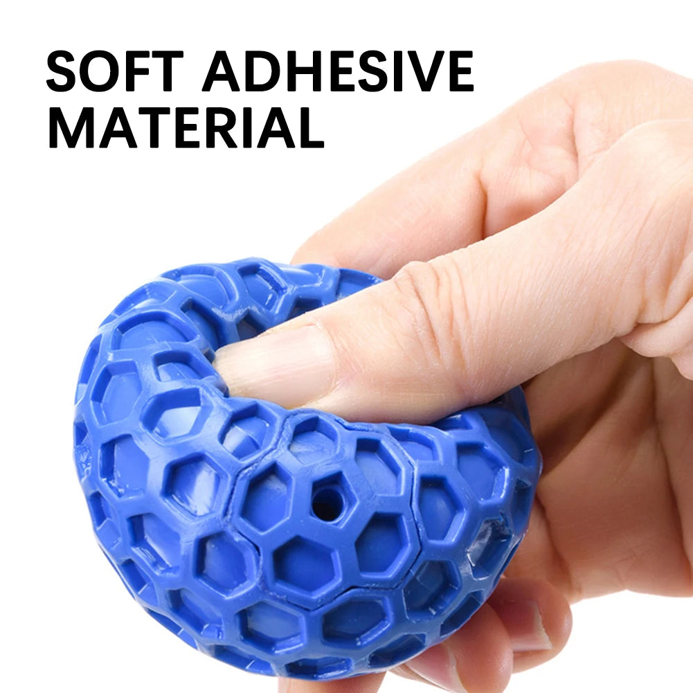 65mm New Dog Toys Bite Resistant Interactive Throwing Sound Honeycomb Balls Natural Rubber Teething Clean Teeth Pet Toys