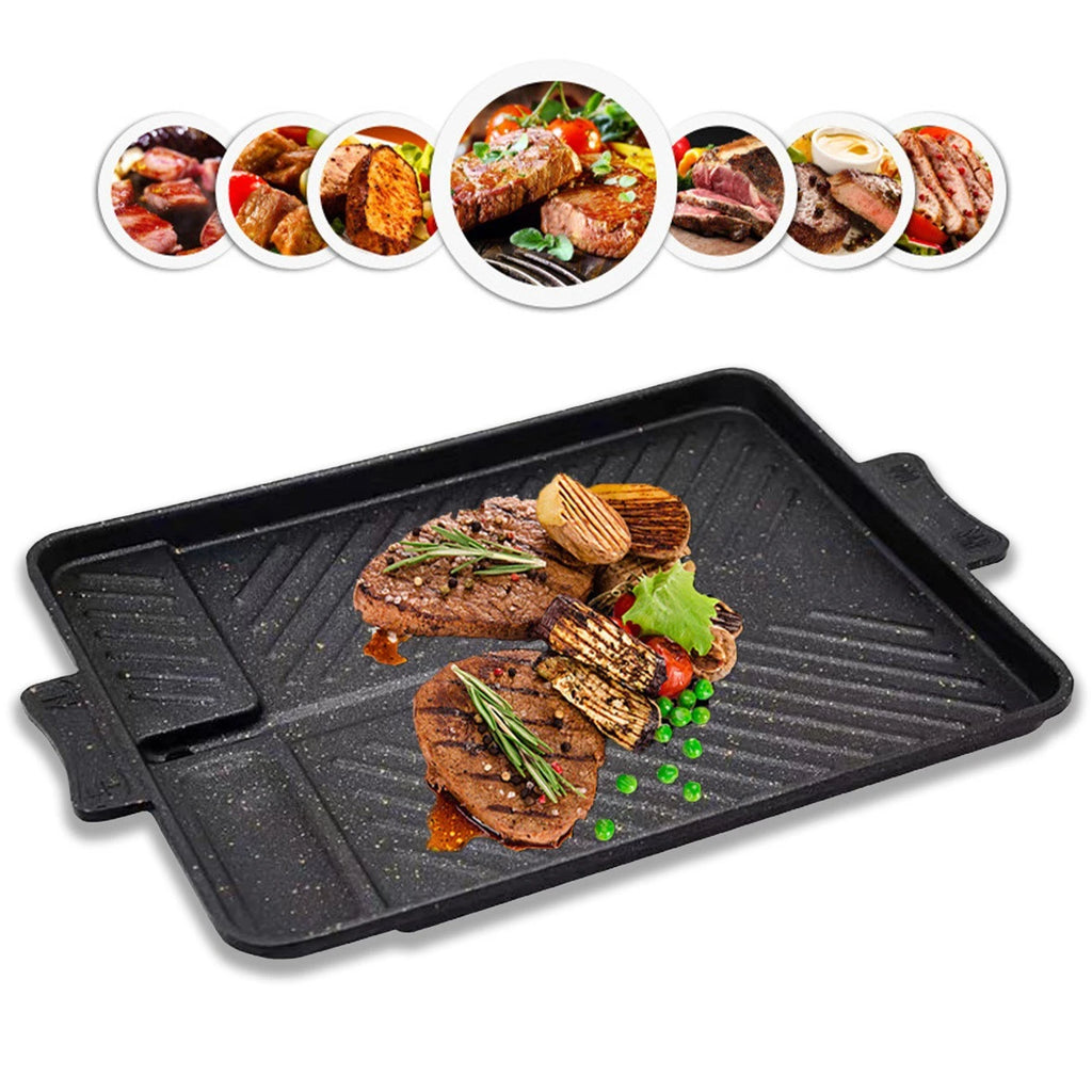 KOSUN Korean Grill Pan Barbecue Guipan Casting Aluminum Triple Flatbed Meatballs Steak Pot House Cardboard Oven Outdoor Indoor