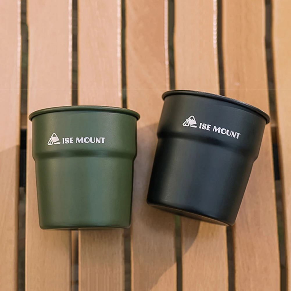 300ml Portable Camping Cup 304 Stainless Steel Coffee Cup Lightweight Stackable Milk Tea Mug for Outdoor Fishing Hiking Travel