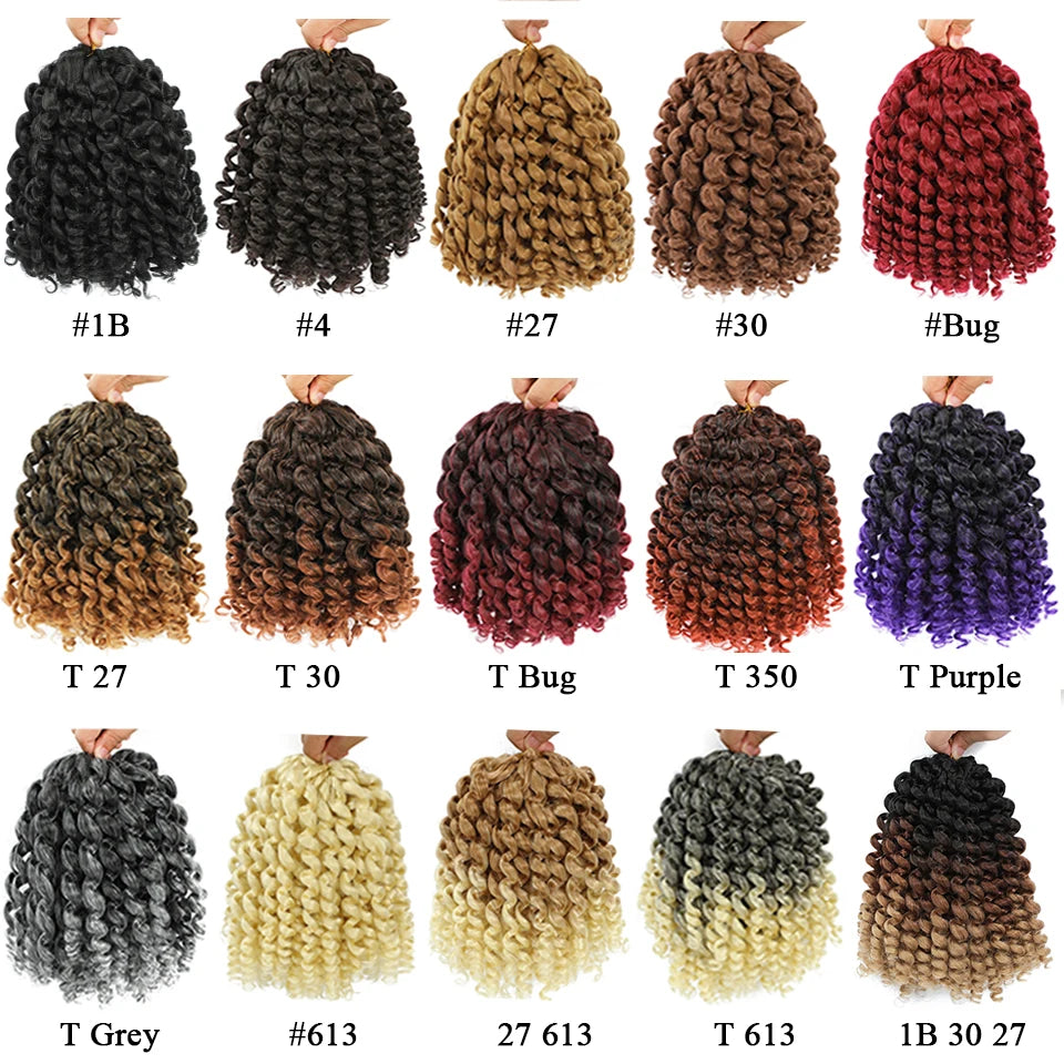 1-4Packs 2X Ringlet Wand Curl Jamaican Bounce 8inch Synthetic Wand Curl Twist Braids Hair Crochet Curly Hair Extensions 20 Roots