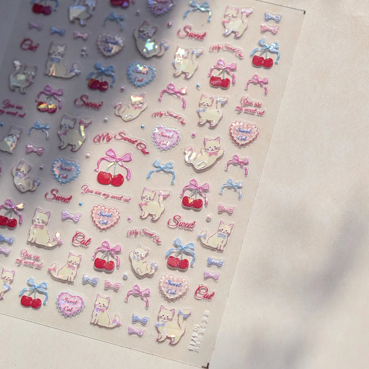 Lovely Animal Graffiti Cat Claw Rabbit Bunny Bear Dog Flower Fruit Dim Sum Candy Sunflower Adhesive 5D Nail Art Stickers Decal