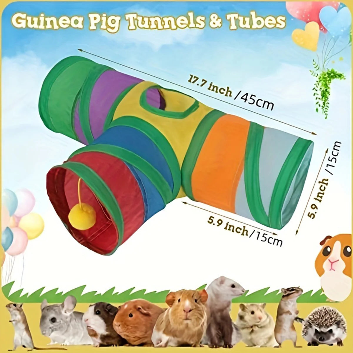 Interactive Small Pet Collapsible Tunnel Toy with Play Ball for Entertainment and Relieve Boredom Pet Toy for Hamster Guinea Pig