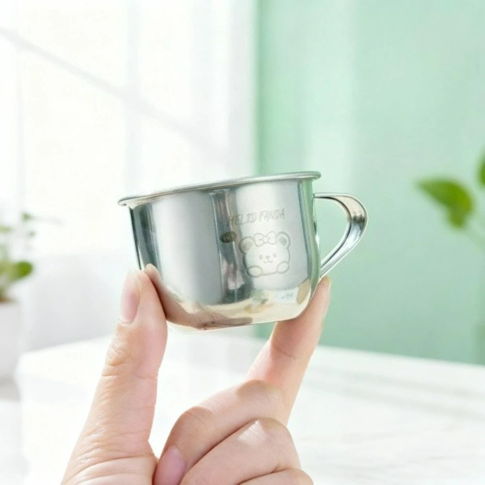 Cute Mini 304 Stainless Steel Children Water Cup With Handle Coffee Mug Durable Anti Scalding Metal Drinking Cup Tumbler For Kid