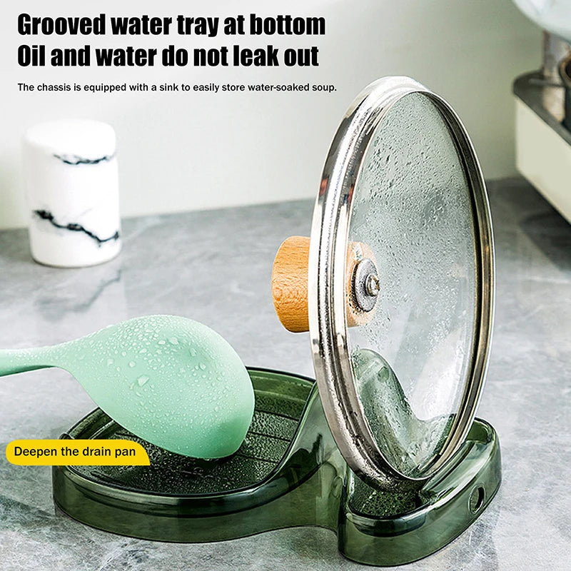 Kitchen Pot Lid No Drilling Required Household Pot Lid Holder With Drip Tray Sitting