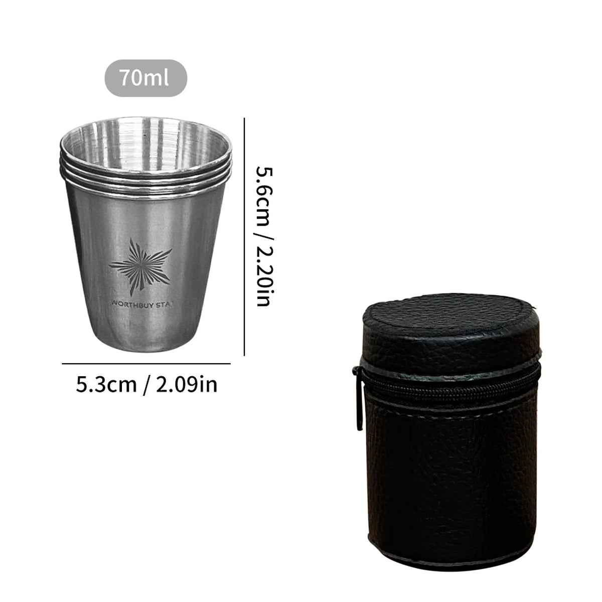 4pcs/set Outdoor Portable Stainless Steel Cups With Case Tumbler Beer Cups Camping Picnic Mini Whisky Wine Glasses Set Drinkware