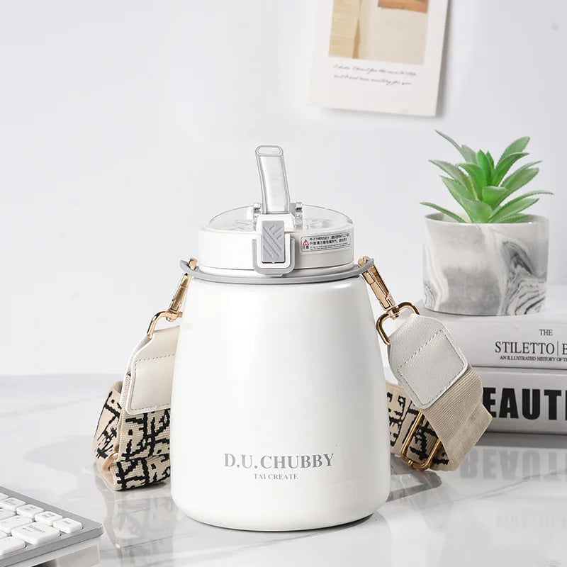 Insulation Cup Ladies Large Capacity Water Cup Children's Straw Net Red Pot Belly Cup Stainless Steel Water Bottle with Straw