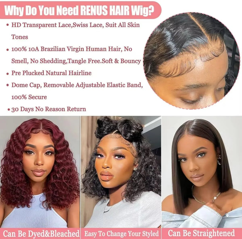 Wigs Human Hair Loose Deep Wave For Women 13x4 Glueless Lace Front Wigs Human Hair Pre Plucked Short Lace Closure Wigs Loose Wav