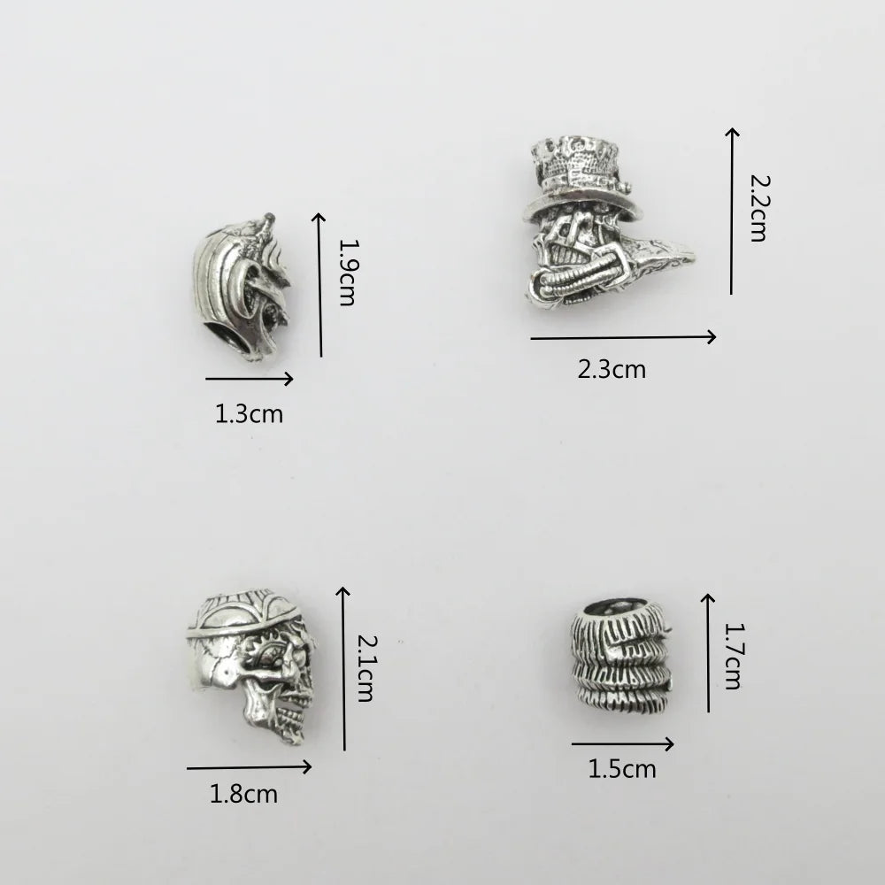 2pcs/set Skull Helmet Big Hole Beads Hair Braid Dreadlock Beard Beads Pendant DIY Necklace For Women Jewelry Accessories