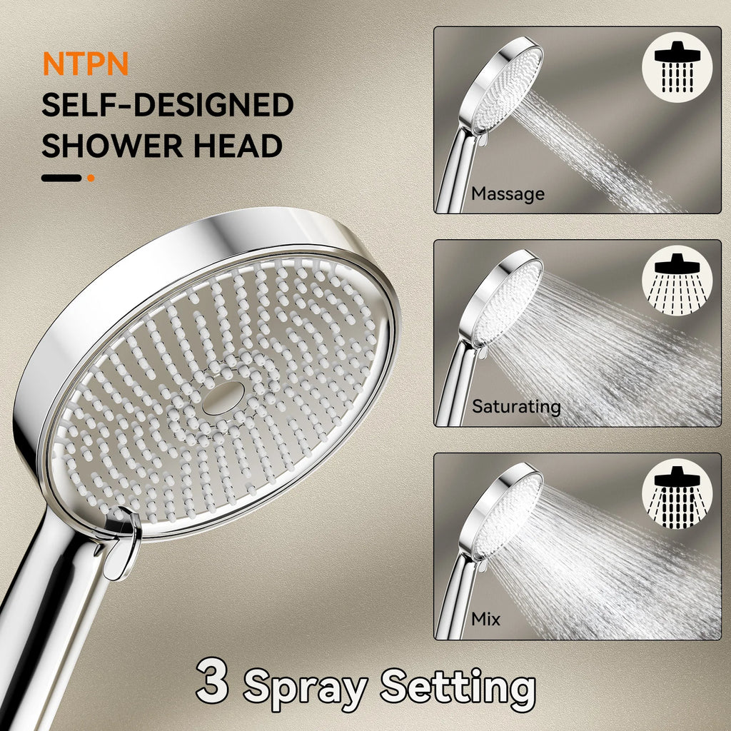Tandem Shower Head For Couples, Dual Shower Head with Handheld, High Pressure Double Shower Heads for Two People Rod