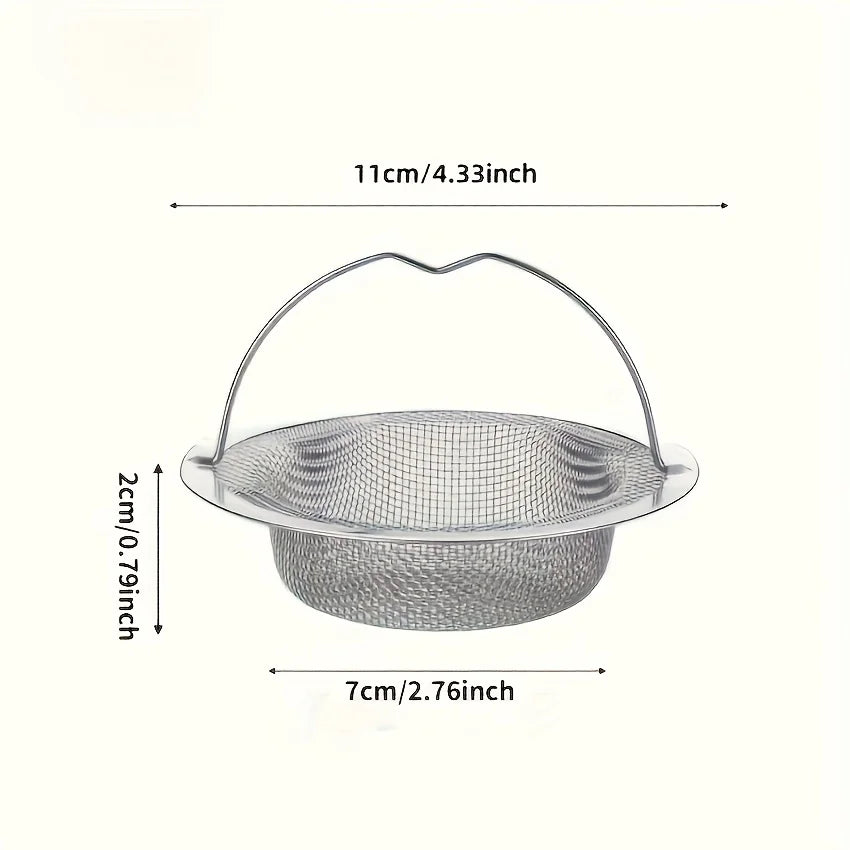 Sink Filter With Handle 201 Rustproof Mesh Drain Strainer For Kitchen Bathroom Anti Clogging Vegetable Fruit Waste Catcher