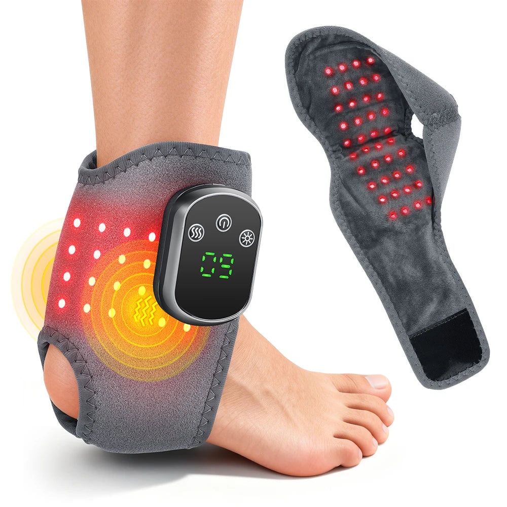 Electric Heating Ankle Massager 40PCS 660nm LED Vibration Massage Red Light Ankle Brace Wrist Guard Left/Right Foot Hand Protect