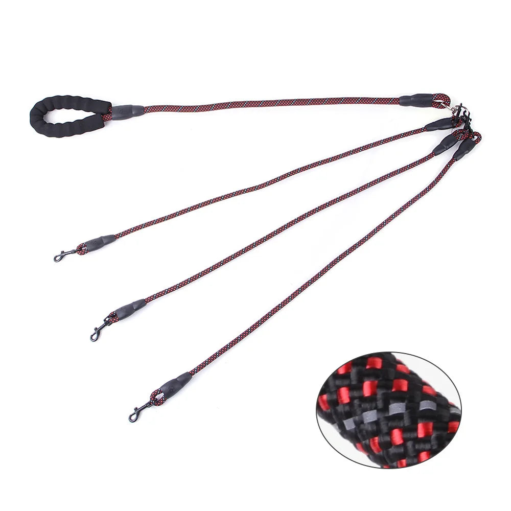 Dog Harness Leash Collar Small Puppy Accessories Pet Traction Wear-resistant Multi-head Dog Leash One-to-two Traction Rope