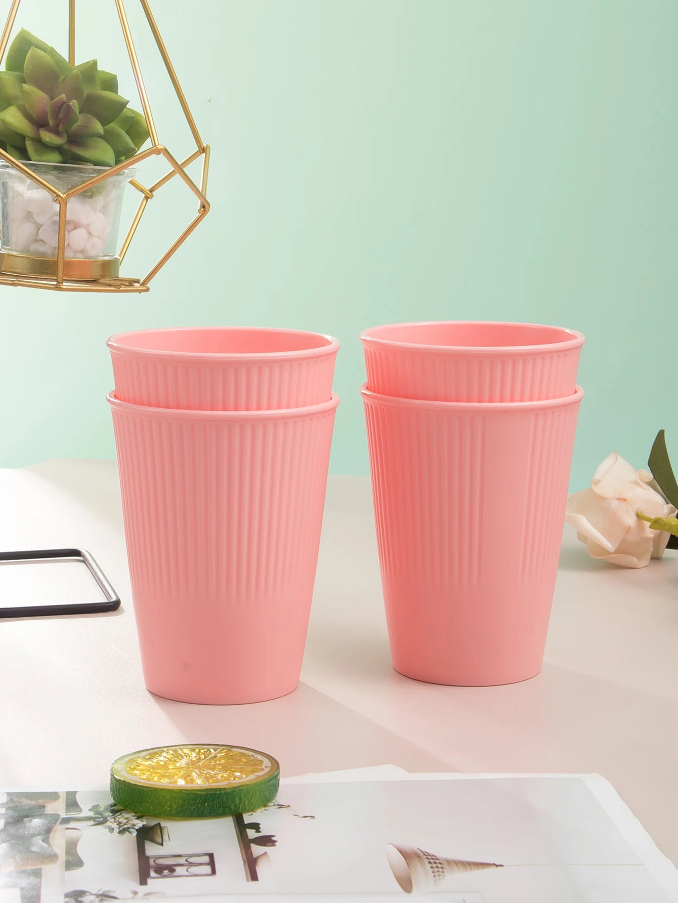 [homeeee] Reusable Pastel Pink Cup Set - Eco-Friendly Picnic & Home Mug
