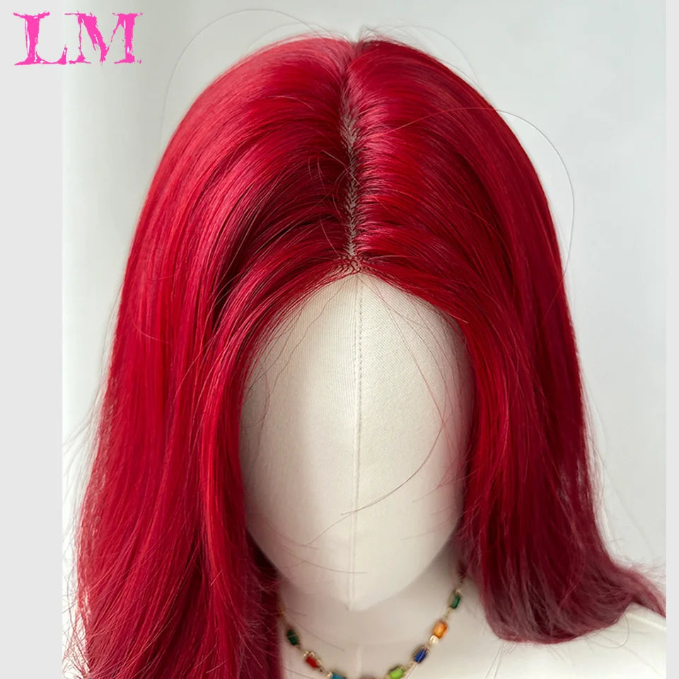 LM Synthetic probeauty Mermaid Wig Long Red Curly Body Wave Wig Halloween Cosplay Costume Wig for Women Fashion Wig for for Dail