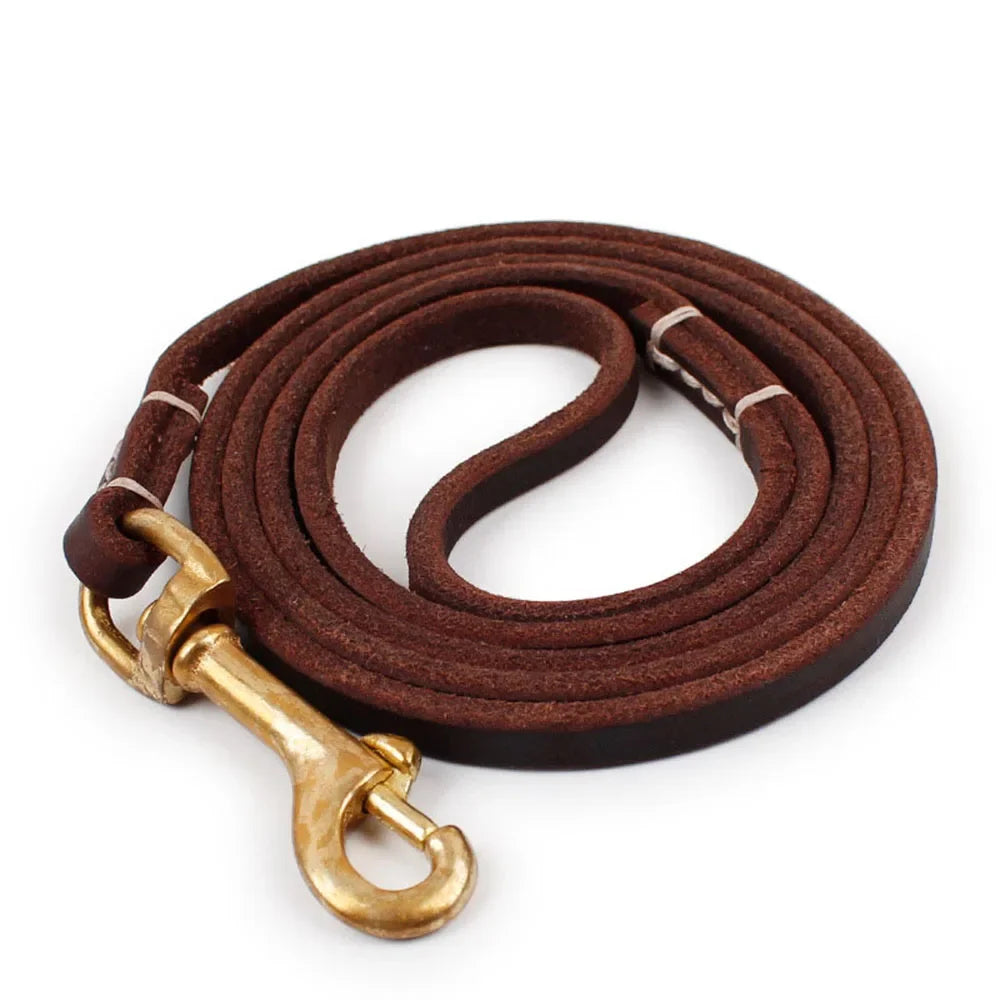 Comfort Full-Grain Leather Dog Leash Soft Genuine Leather Dog Leash for Small Medium Dogs Training Walking Running Brown Black