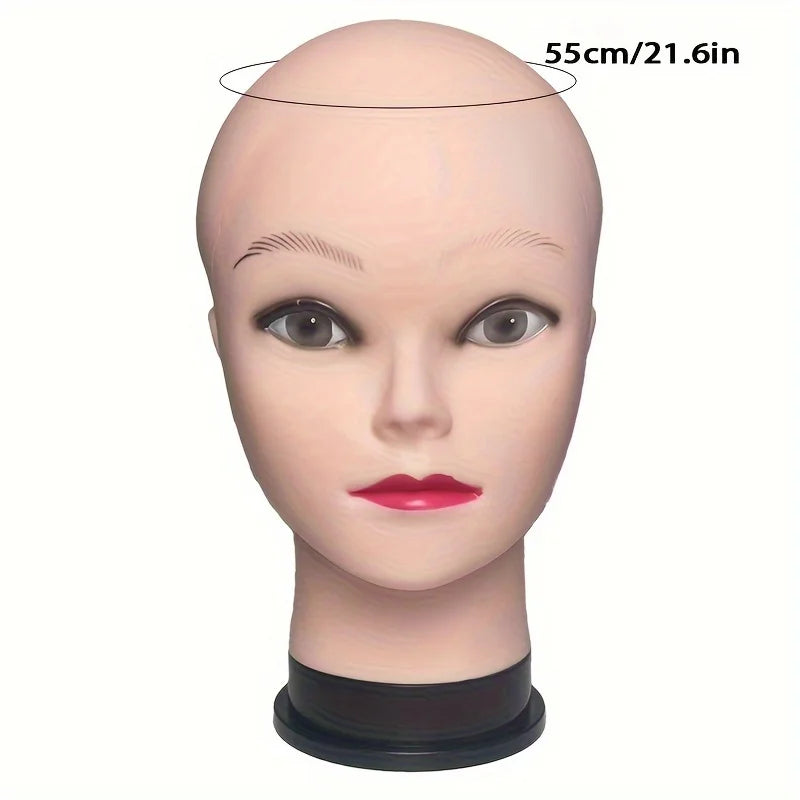 Soft Silicone Bald Wig Model Wig Practice Training Head Beauty Mannequin Doll Head Massage Makeup Store Display