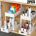 2-Piece Double-Tier Pull-Out Under-Sink Storage Rack Set Kitchen and Bathroom Sink Shelving Unit, Storage Rack
